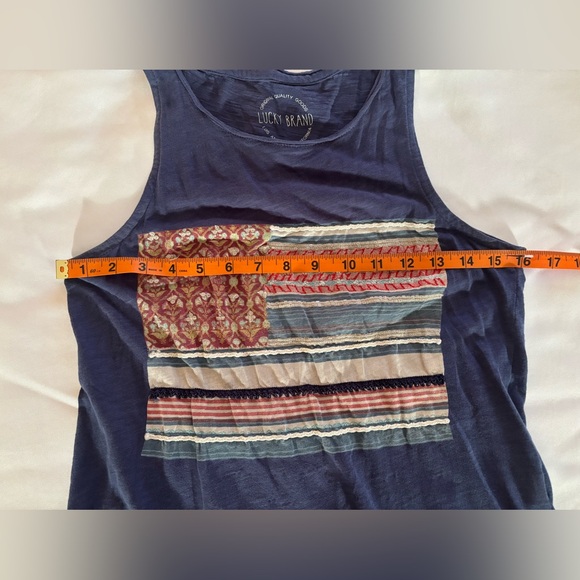 Luck Brand Navy Sleevless Top with Patterned Design - Picture 4 of 9